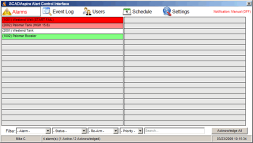 SCADAspire Alert: Alarms Display